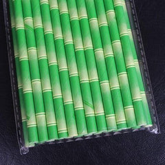 25 Bamboo Pattern Paper Straws for Parties and Camping