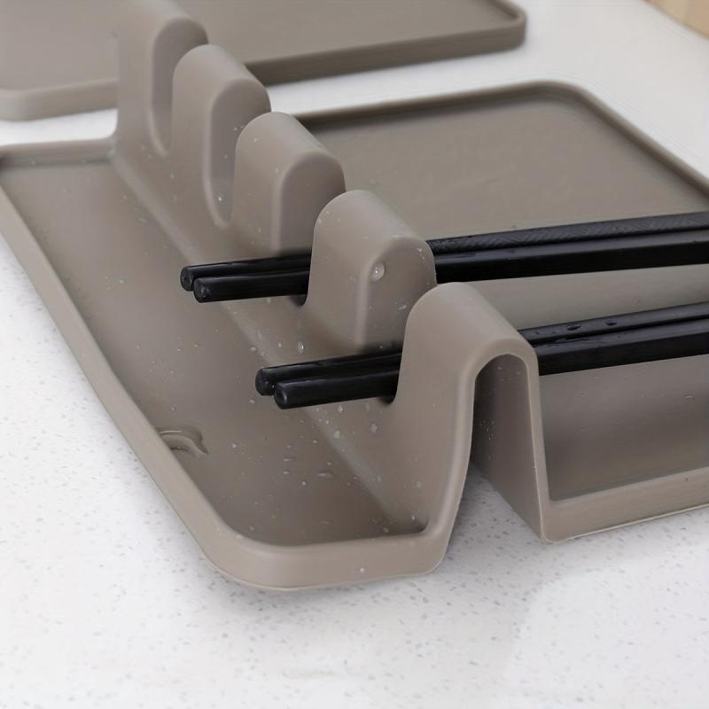 Heat Resistant Silicone Utensil Rest with Drip Pad for Multiple Utensils