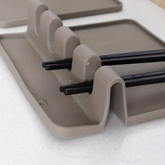 Heat Resistant Silicone Utensil Rest with Drip Pad for Multiple Utensils