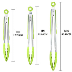 Kitchen Tongs Silicone Tips Stainless Steel BBQ Cooking Grilling Locking