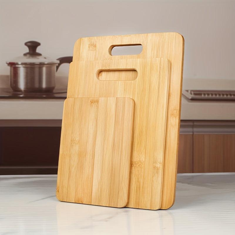 3 Sizes Bamboo Chopping Boards w/ Handles Kitchen Fruit Thawing Square Wood