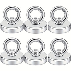 6pcs Neodymium Magnetic Hooks with Holes for Workplace and Home