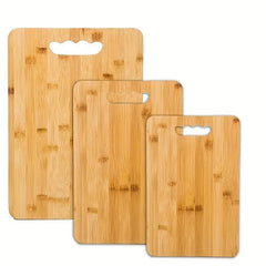 3pc Bamboo Chopping Board Set Easy Grip Handle Kitchen Supplies