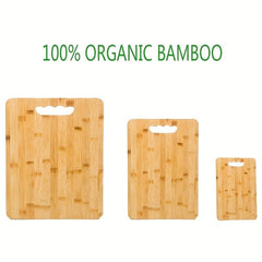 3pc Bamboo Chopping Board Set Easy Grip Handle Kitchen Supplies
