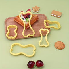5pcs Yellow Bone Cookie Cutters Biscuit Molds Chocolate Cake Decorating Tools