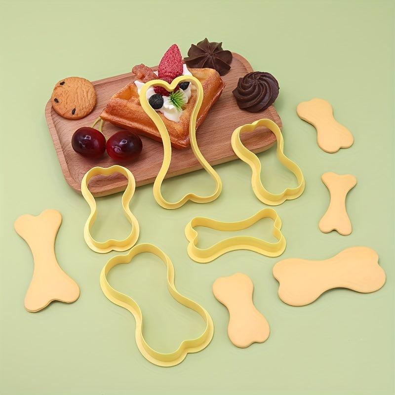 5pcs Yellow Bone Cookie Cutters Biscuit Molds Chocolate Cake Decorating Tools