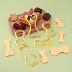 5pcs Yellow Bone Cookie Cutters Biscuit Molds Chocolate Cake Decorating Tools