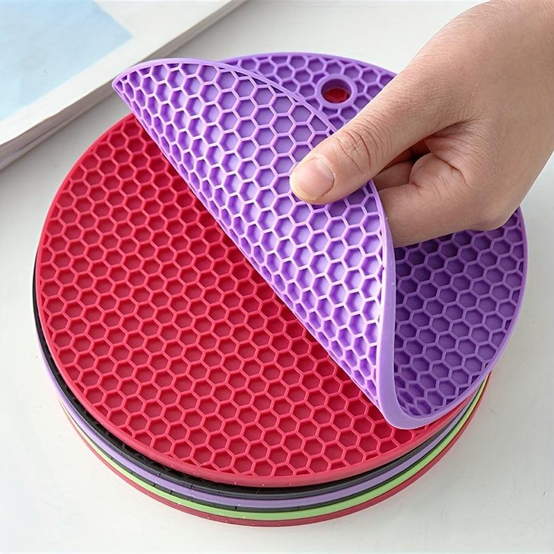 7pcs Silicone Placemat Round Heat Resistant Mat Kitchen Accessories