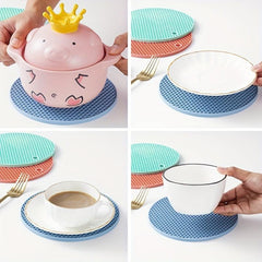 7pcs Silicone Placemat Round Heat Resistant Mat Kitchen Accessories