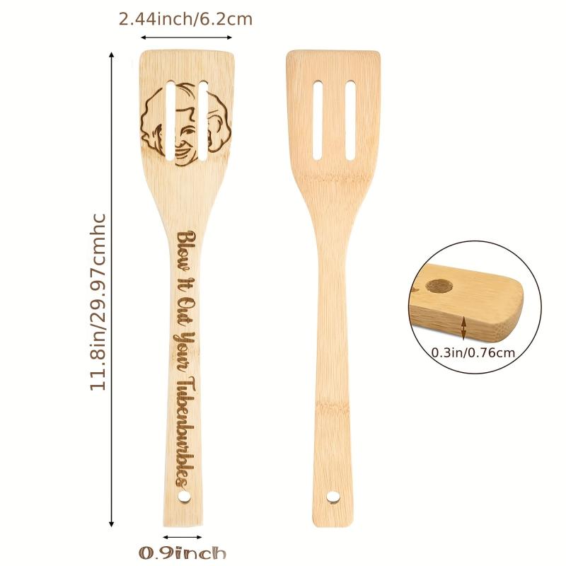 5pcs Bamboo Ladles Wooden Spoons Carve Burned Wooden Spoon Slotted Spatulas