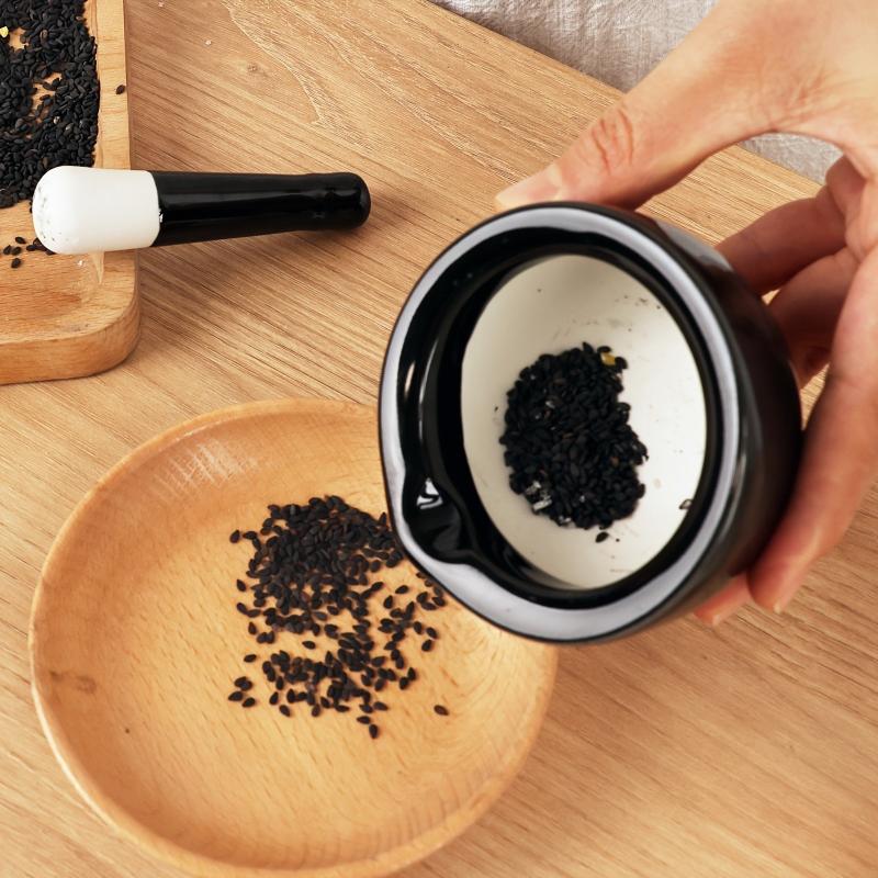 Ceramic Garlic Mortar and Pestle Set for Kitchen
