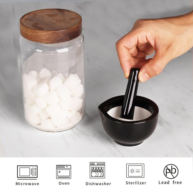 Ceramic Garlic Mortar and Pestle Set for Kitchen