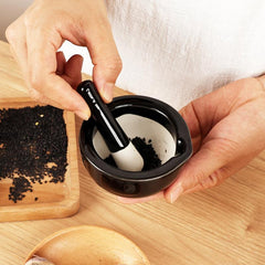 Ceramic Garlic Mortar and Pestle Set for Kitchen