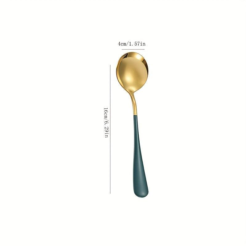 Stainless Steel Long Handle Round Spoon Thickened
