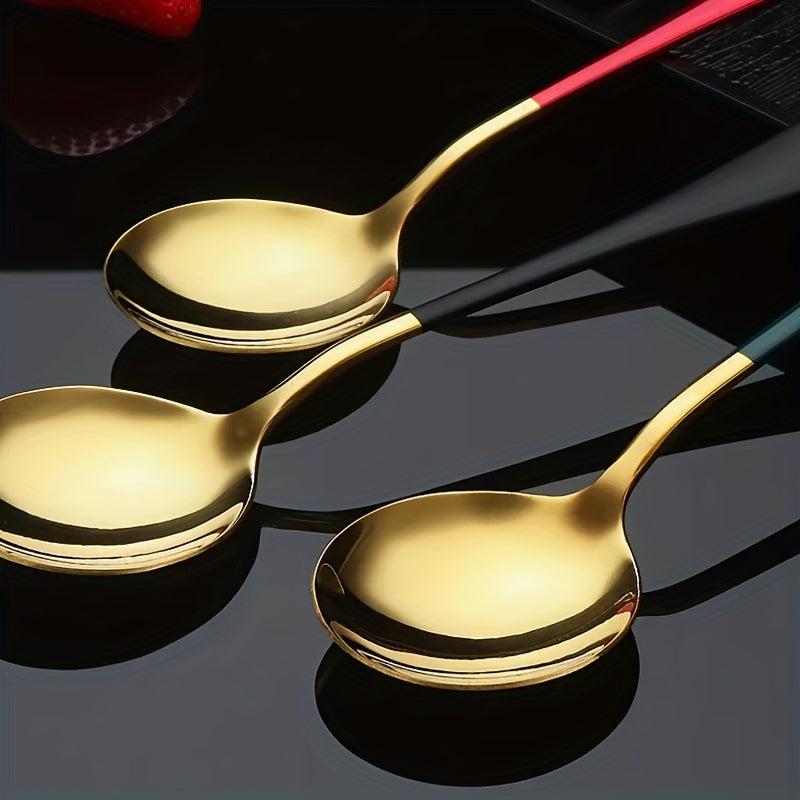 Stainless Steel Long Handle Round Spoon Thickened