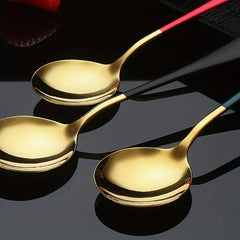 Stainless Steel Long Handle Round Spoon Thickened
