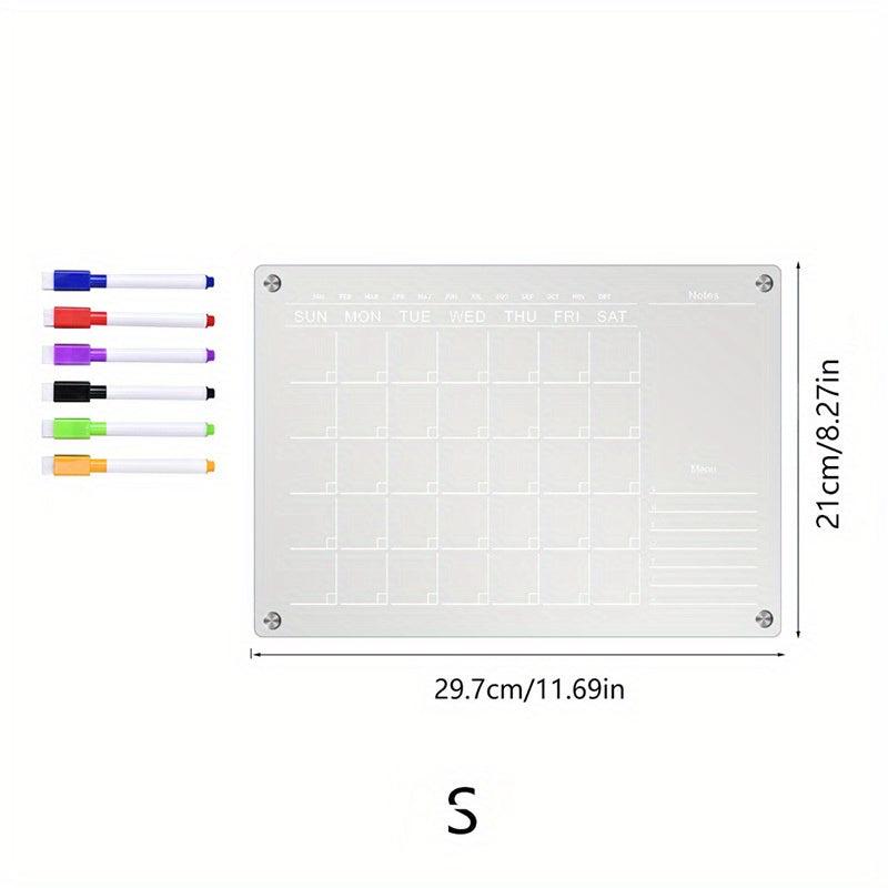 Dry Erase Fridge Magnetic Calendar Board with 6 Markers