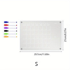 Dry Erase Fridge Magnetic Calendar Board with 6 Markers