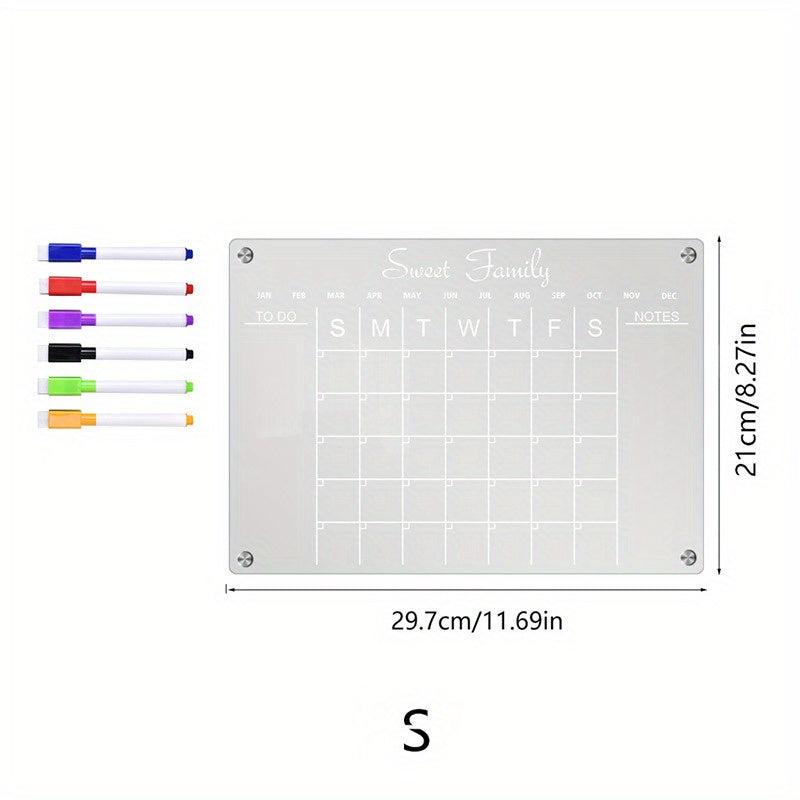 Dry Erase Fridge Magnetic Calendar Board with 6 Markers