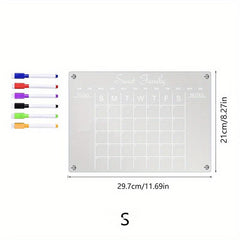 Dry Erase Fridge Magnetic Calendar Board with 6 Markers