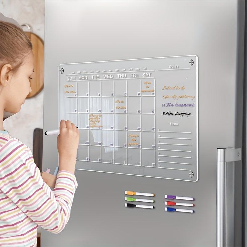 Dry Erase Fridge Magnetic Calendar Board with 6 Markers