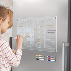 Dry Erase Fridge Magnetic Calendar Board with 6 Markers
