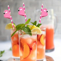 12pcs Honeycomb Ball Straws 15.6cm Striped Hawaiian Flamingo Paper Straws
