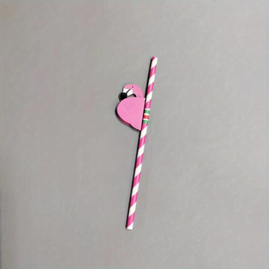 12pcs Honeycomb Ball Straws 15.6cm Striped Hawaiian Flamingo Paper Straws