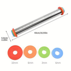 Adjustable Rolling Pin Stainless Steel Dough Roller Kitchen Utensils