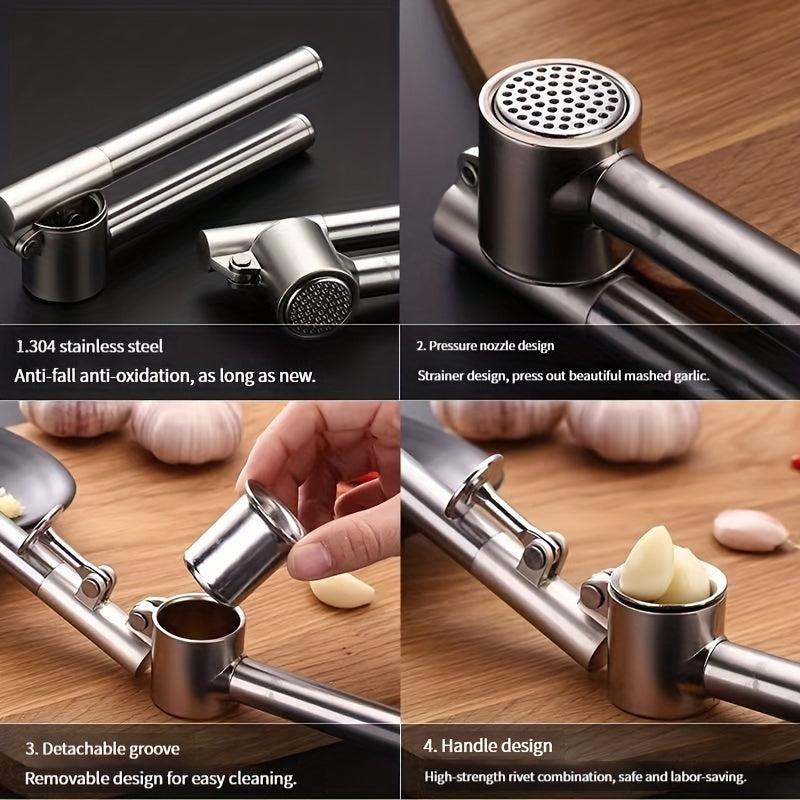 3pcs Stainless Steel Garlic Press Multifunctional Washable Crusher