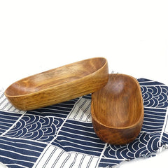 Boat Shaped Wooden Tray for Desserts and Salads