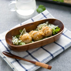 Boat Shaped Wooden Tray for Desserts and Salads