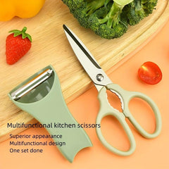 2pcs Kitchen Scissors With Peeler Holder Stainless Steel Melon Planer