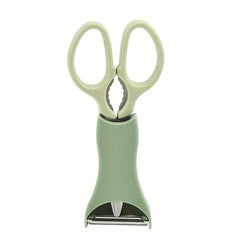 2pcs Kitchen Scissors With Peeler Holder Stainless Steel Melon Planer