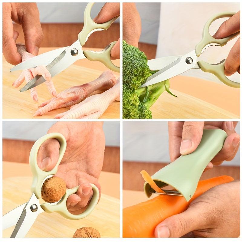 2pcs Kitchen Scissors With Peeler Holder Stainless Steel Melon Planer