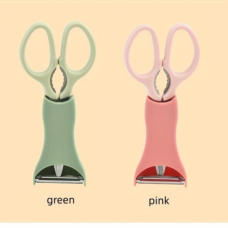 2pcs Kitchen Scissors With Peeler Holder Stainless Steel Melon Planer