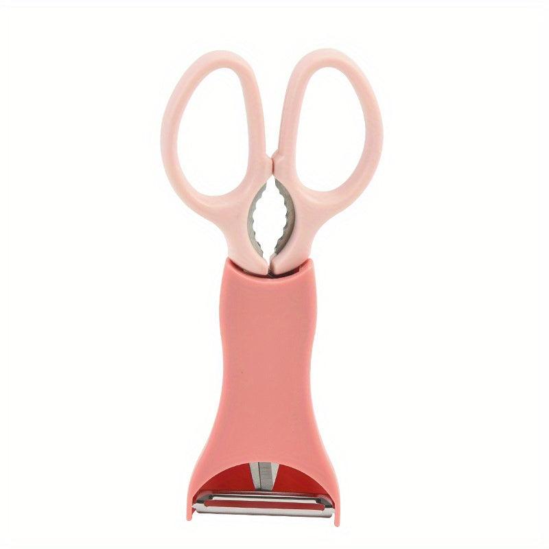 2pcs Kitchen Scissors With Peeler Holder Stainless Steel Melon Planer