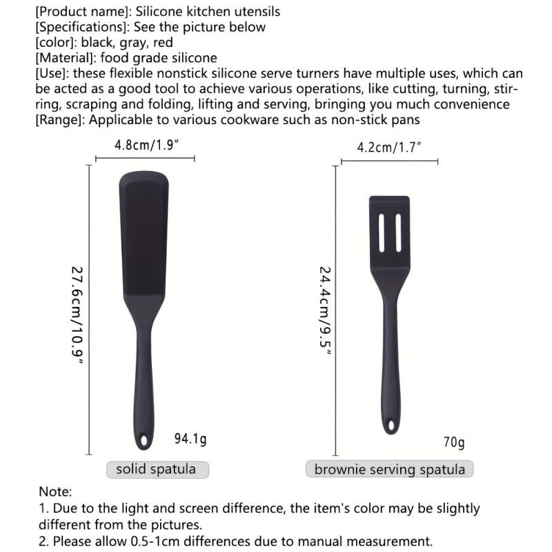 2pcs Silicone Thin Brownie Serving Spatula Nonstick Heat Resistant Turner
