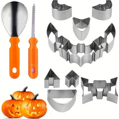 Halloween Pumpkin Carving Tools Set Stainless Steel Kit with Hammer and Stencils