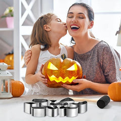 Halloween Pumpkin Carving Tools Set Stainless Steel Kit with Hammer and Stencils