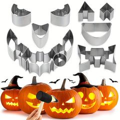 Halloween Pumpkin Carving Tools Set Stainless Steel Kit with Hammer and Stencils