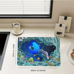 Rubber Drain Mat Coaster Bathroom Countertop Absorbent Mat