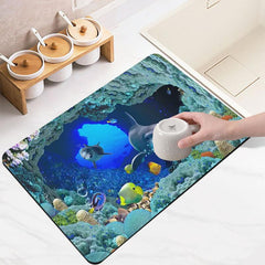 Rubber Drain Mat Coaster Bathroom Countertop Absorbent Mat