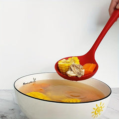 2pcs Long Handle Silicone Colander Spoon Heat Resistant Filter Spoon