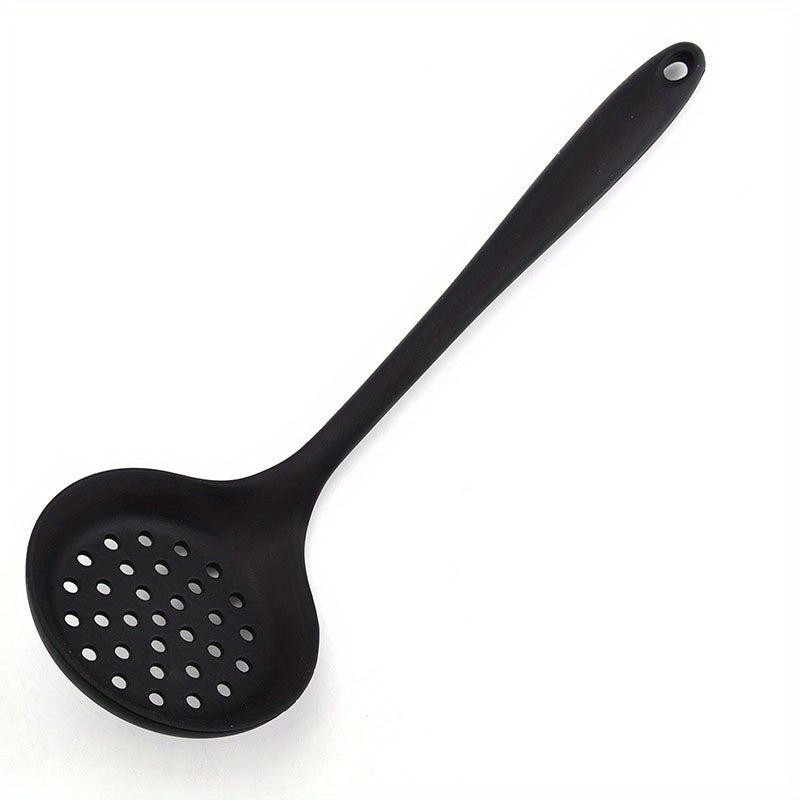2pcs Long Handle Silicone Colander Spoon Heat Resistant Filter Spoon