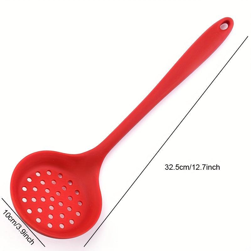 2pcs Long Handle Silicone Colander Spoon Heat Resistant Filter Spoon