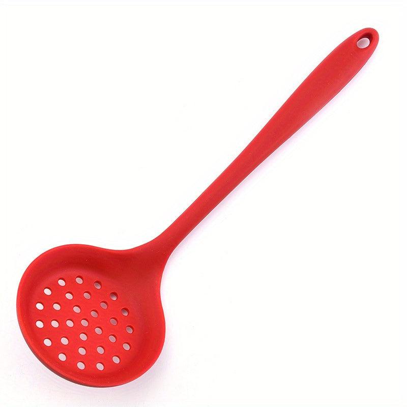 2pcs Long Handle Silicone Colander Spoon Heat Resistant Filter Spoon