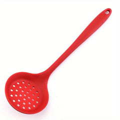 2pcs Long Handle Silicone Colander Spoon Heat Resistant Filter Spoon