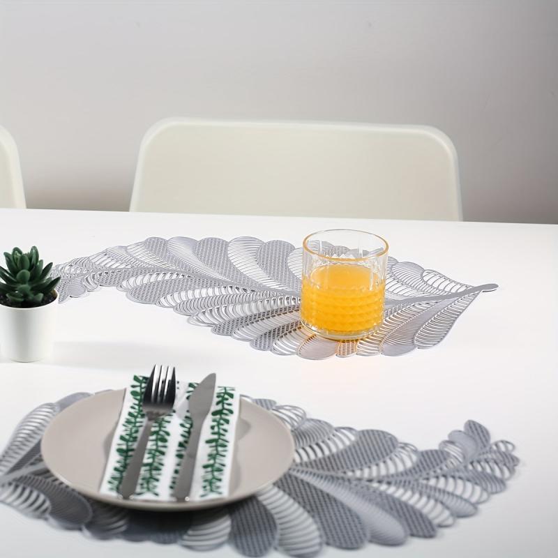 1pc Leaf PVC Placemat & Coaster Set - Durable and Stylish Table Decor