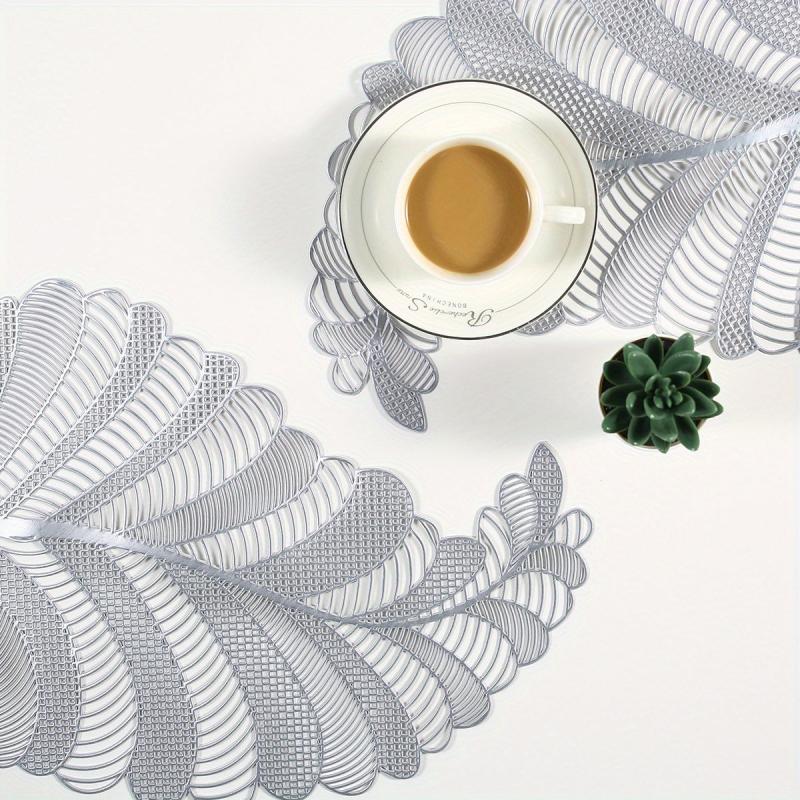 1pc Leaf PVC Placemat & Coaster Set - Durable and Stylish Table Decor